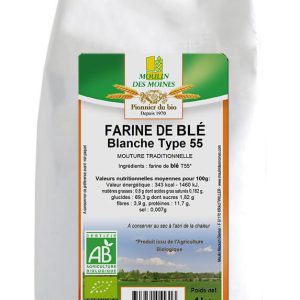 Moulin des Moines Farine de Blé Blanche Type 55 1Kg