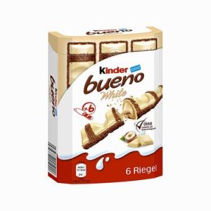 6 Barres de Gaufrette au Chocolat Blanc Kinder Bueno 117 g.