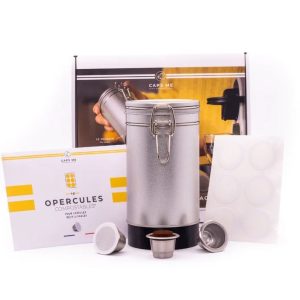 CAPS ME COFFRET 1 SHAKER GRIS MÉTALISÉ + 3 CAPSULES + 48 OPERCULES