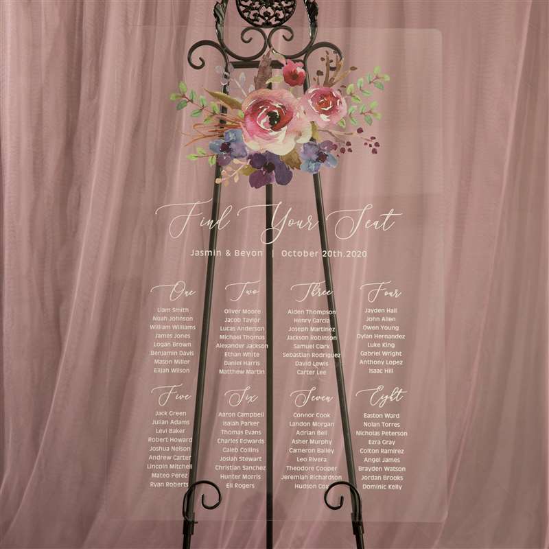 Plan de table Panneau Plexi Fleuri