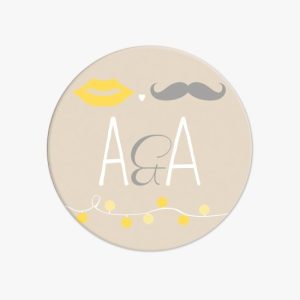 Badge Mariage Jaune et Beige