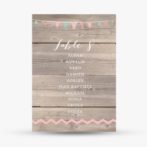 Carte Plan de table Vintage Wood