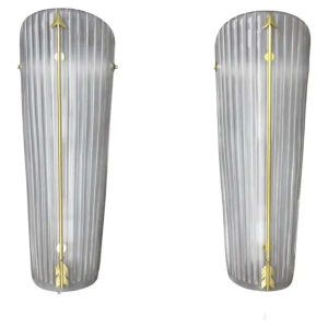 Paire de grandes appliques en verre blanc du milieu du siècle dernier, lampes murales de style PETITOT