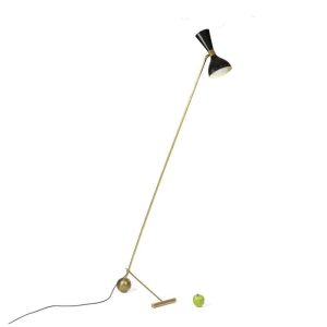 Lampadaire en tôle perforée et laiton doré, années 1960