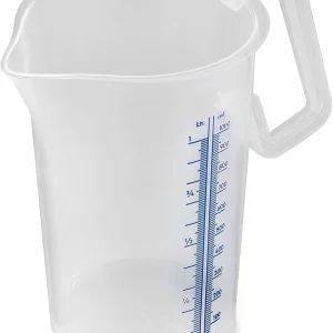 Verre doseur 1000 ml avec poignée, plastique transparent