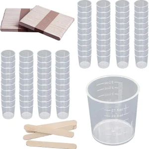 80 Pcs Verres Doseurs 30ml + 80 Touillettes en Bois