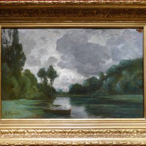 FANART Antonin Peinture Française XIXè Siècle Bord De Rivière Huile Sur Carton Signée Certificat d’authenticité
