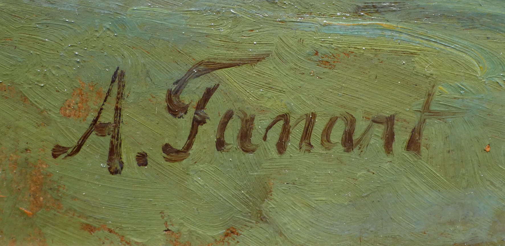 FANART Antonin Peinture Française XIXè Siècle Bord De Rivière Huile Sur Carton Signée Certificat d’authenticité – Image 4