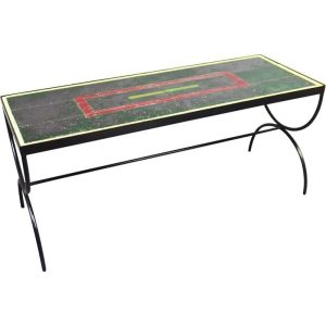 Jacques Adnet Table basse Métal laqué et lave émaillée