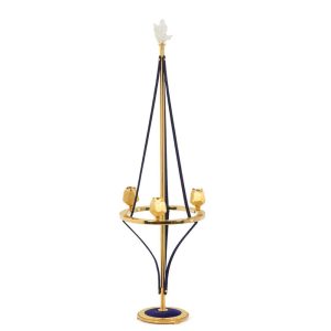 Chandelier en laiton doré et velours. Travail Contemporain. LS59441456B