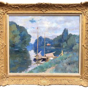 PINOT Albert La Seine à Argenteuil en 1926 Huile sur toile signée datée titrée Certificat d’authenticité