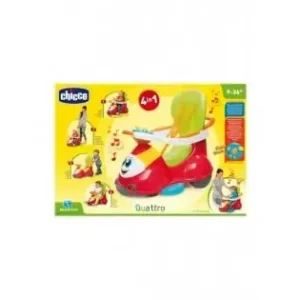 CHICCO Gioco Quattro Rosso, Macchinina Cavalcabile Evolutiva, 1 Pezzo, Modalità Dondolo, Spingi e Vai