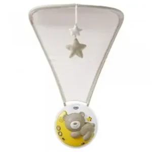 Giostrina Next2Moon Neutro Chicco, Proiettore per Neonati, Musica e Suoni Rilassanti, Adattabile a Culla Next2Me e Lettini