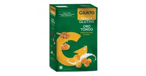 Giusto Senza Glutine Oro Tondo Palline Di Mais Al Miele 250g – Snack Croccanti e Sani a Basso Contenuto di Grassi